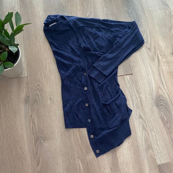 GAP Cropped Navy Long-Sleeve Cardigan - Picture 7 of 9